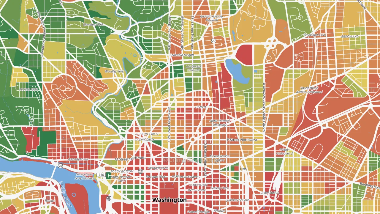 U Street Corridor, Washington, DC Map of Theft Rates