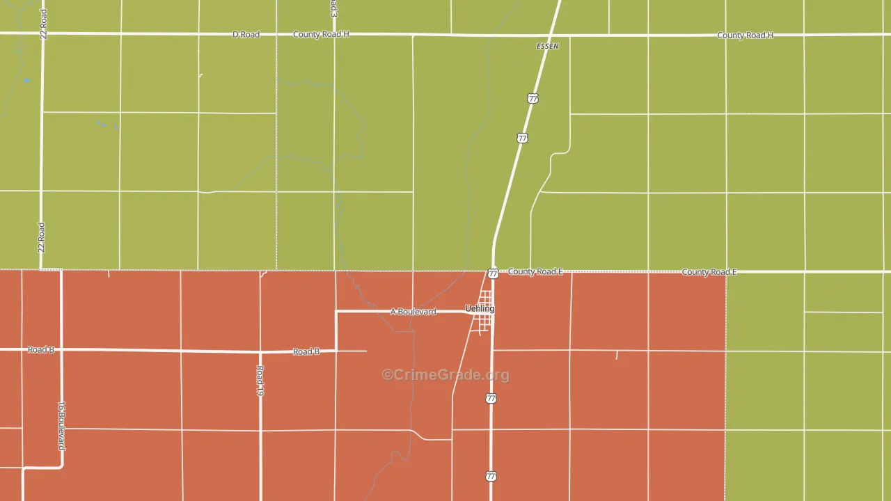 Uehling, NE Map of Theft Rates