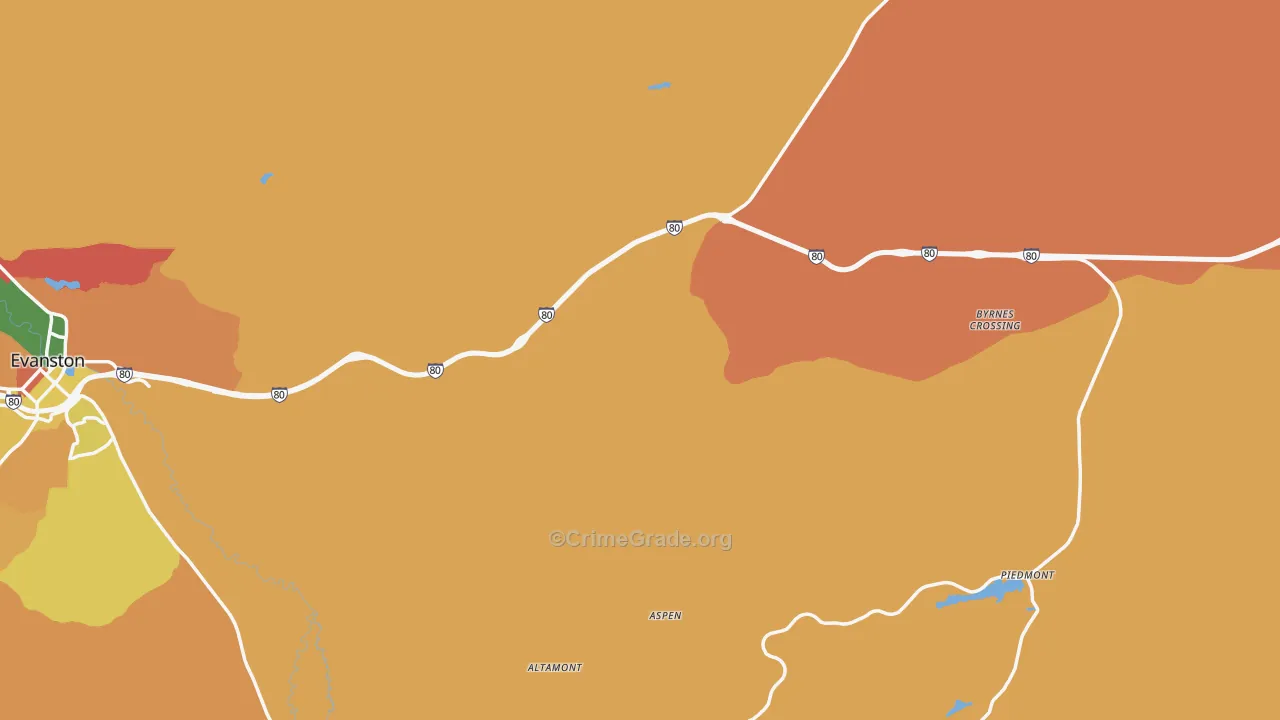 Uinta County, WY Map of Theft Rates