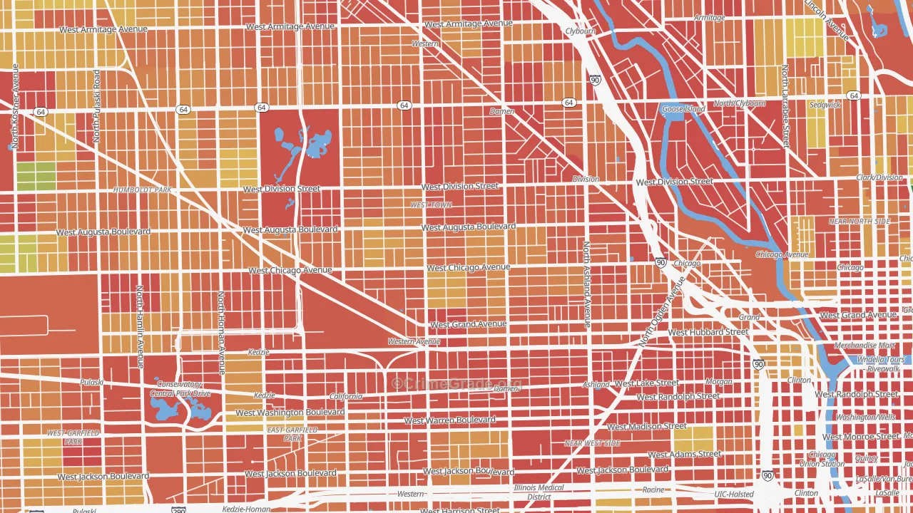 Ukrainian Village, Chicago, IL Map of Theft Rates