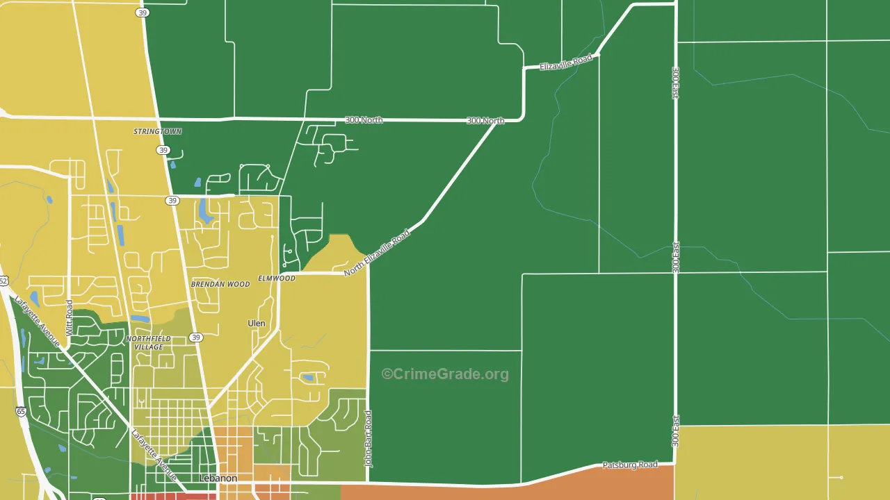 Ulen, IN Map of Theft Rates