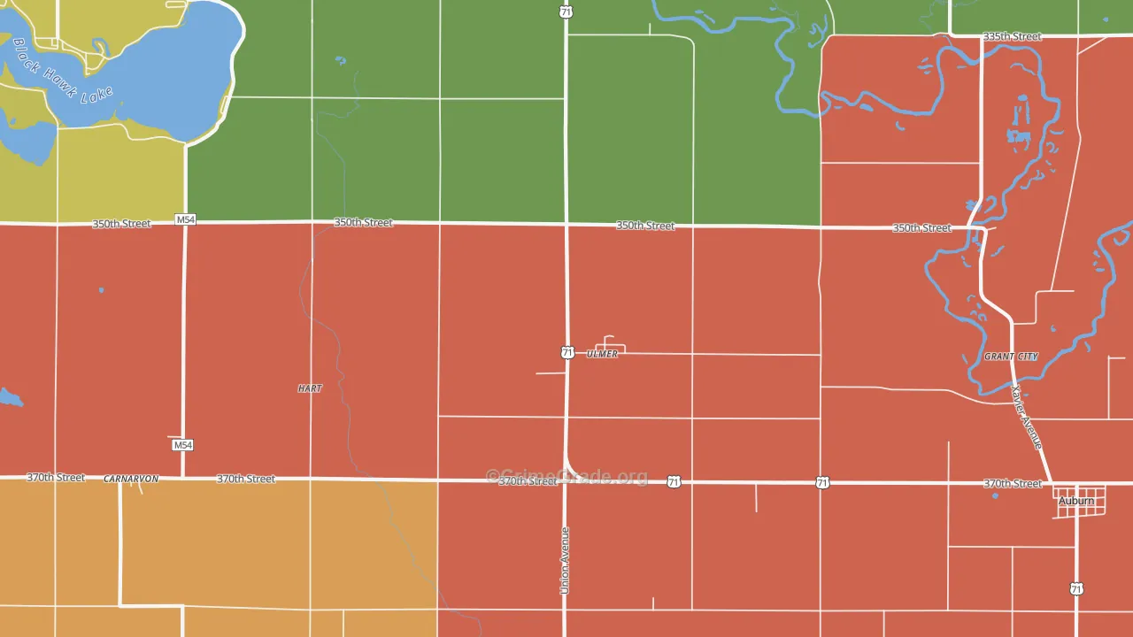 Ulmer, IA Map of Theft Rates