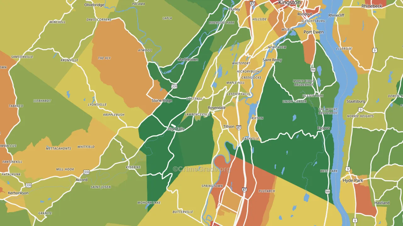 Ulster County, NY Map of Theft Rates