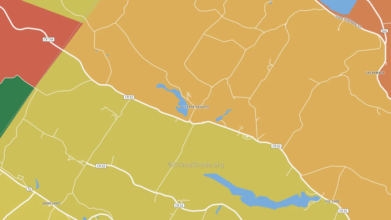 Ulster Heights, NY Map of Theft Rates