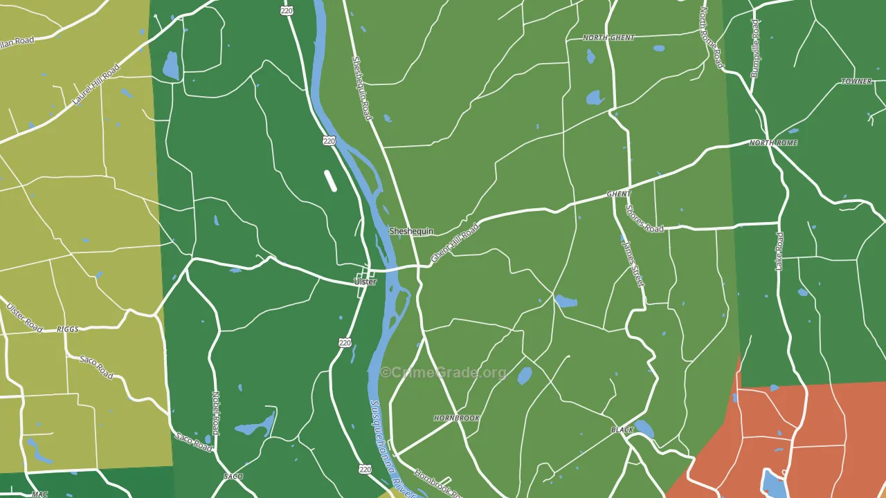 Ulster, PA Map of Theft Rates