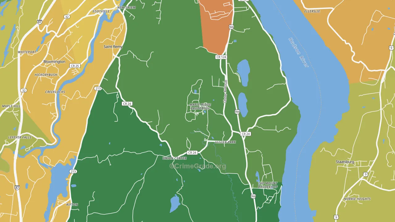 Ulster Park, NY Map of Theft Rates