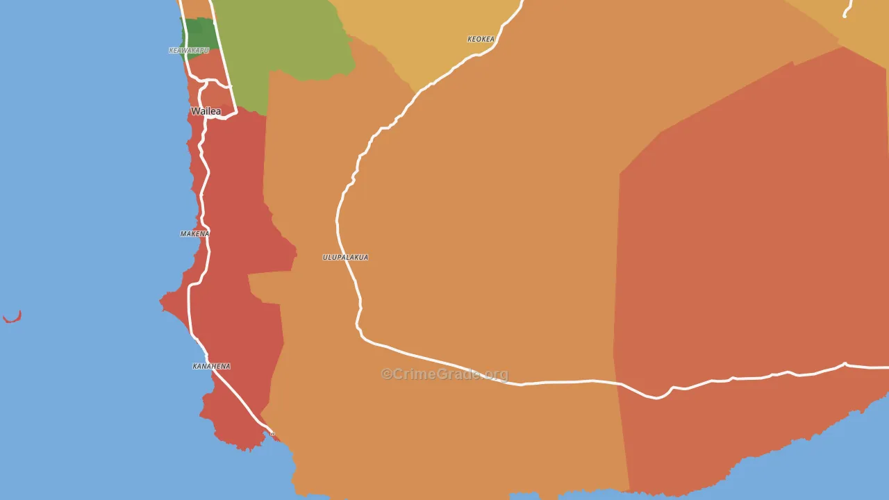 Ulupalakua, HI Map of Theft Rates