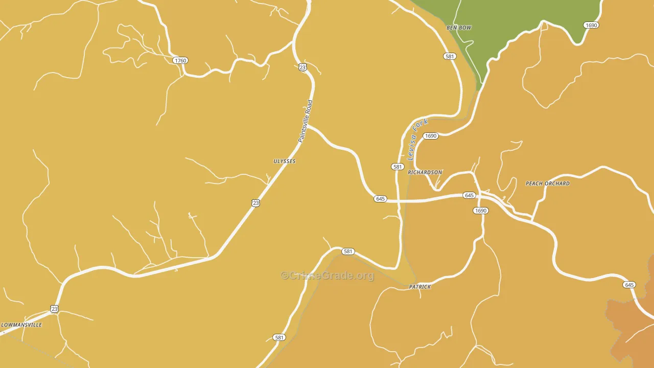 Ulysses, KY Map of Theft Rates