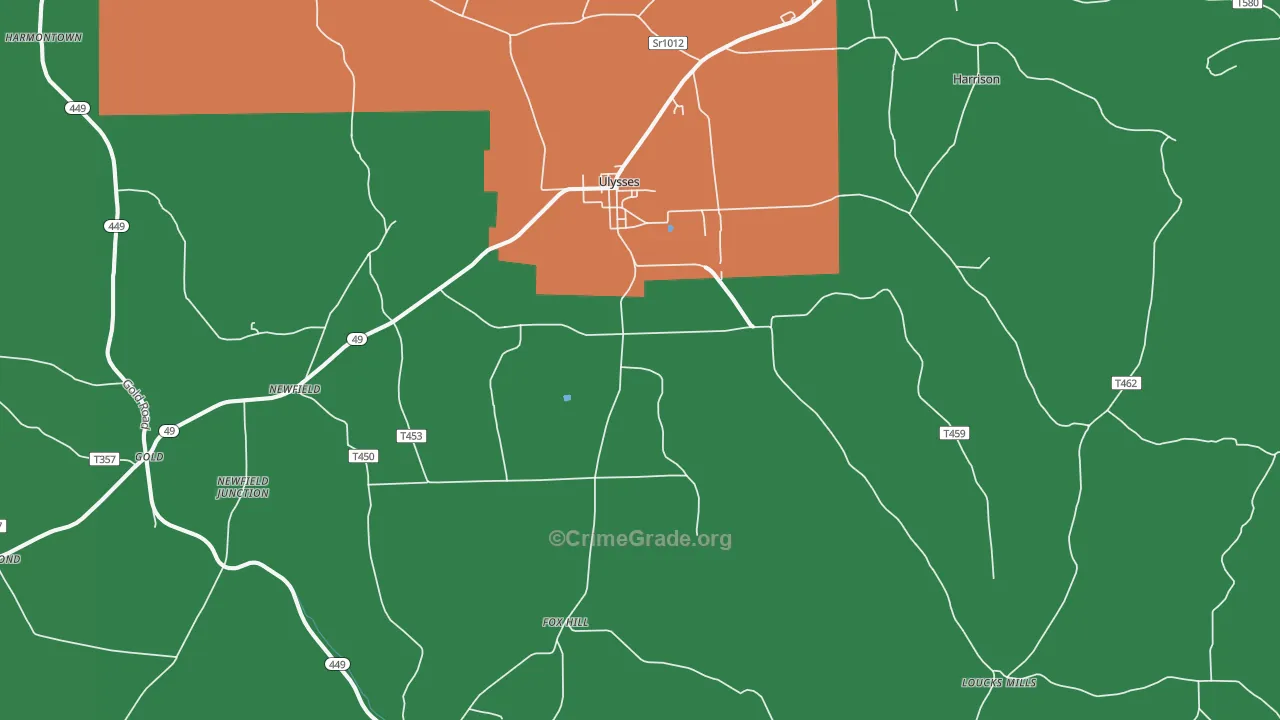 Ulysses, PA Map of Theft Rates