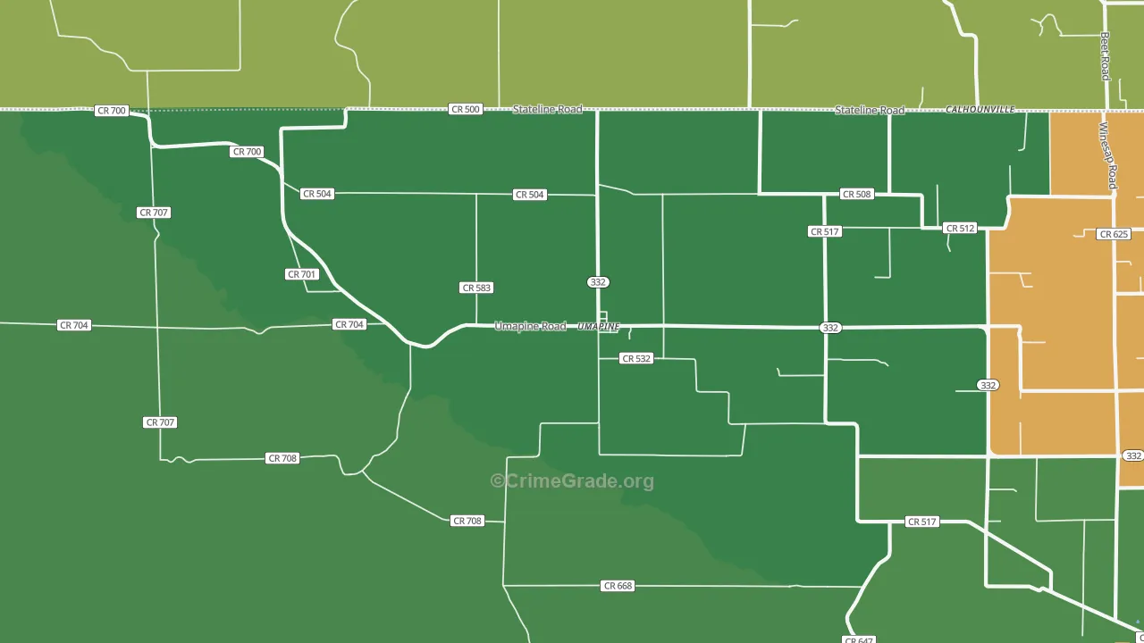 Umapine, OR Map of Theft Rates