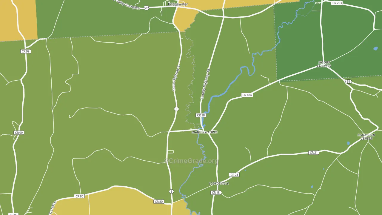 Unadilla Forks, NY Map of Theft Rates