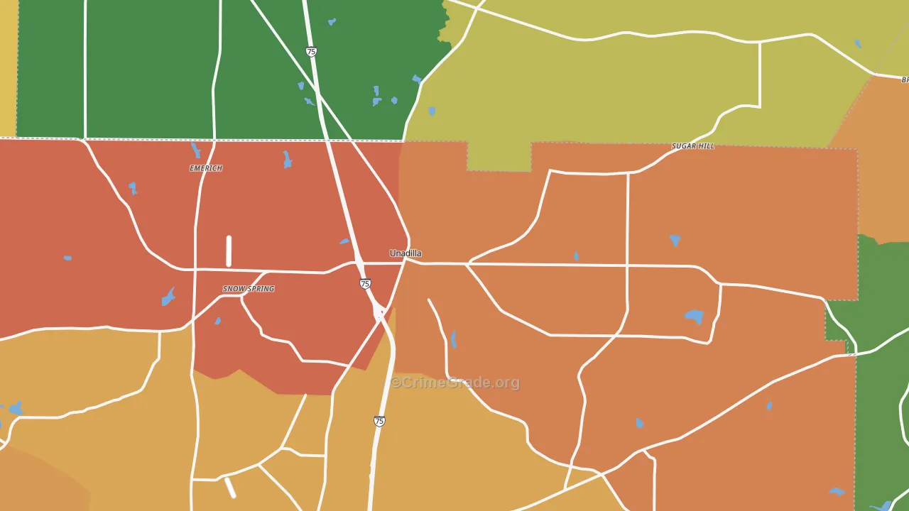 Unadilla, GA Map of Theft Rates