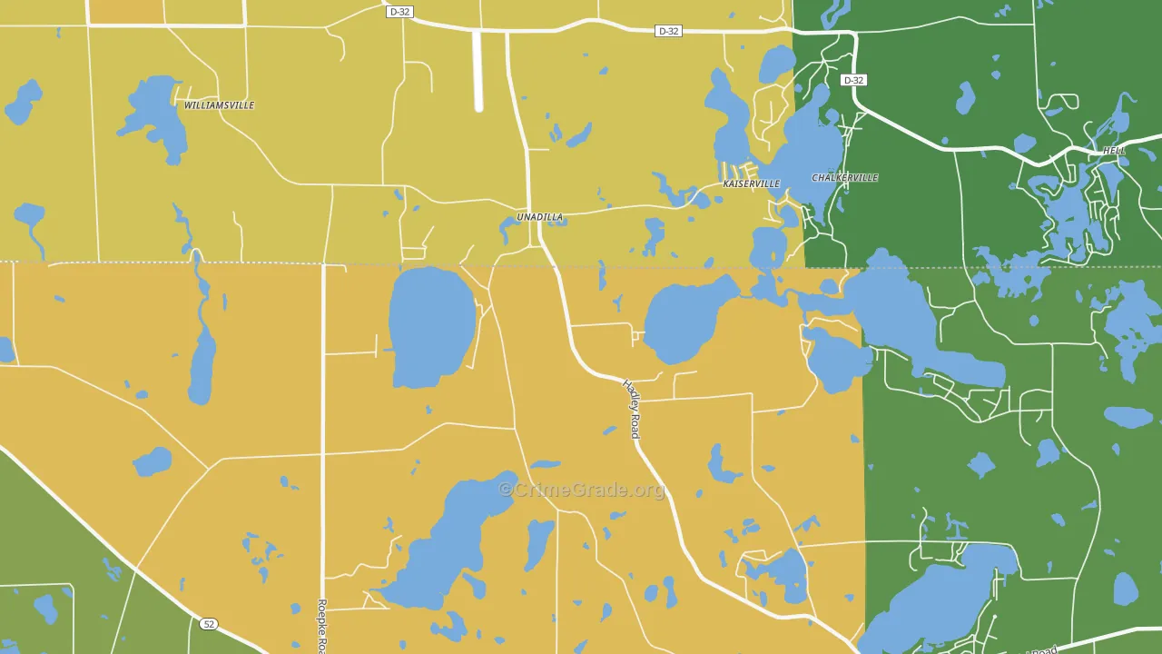 Unadilla, MI Map of Theft Rates