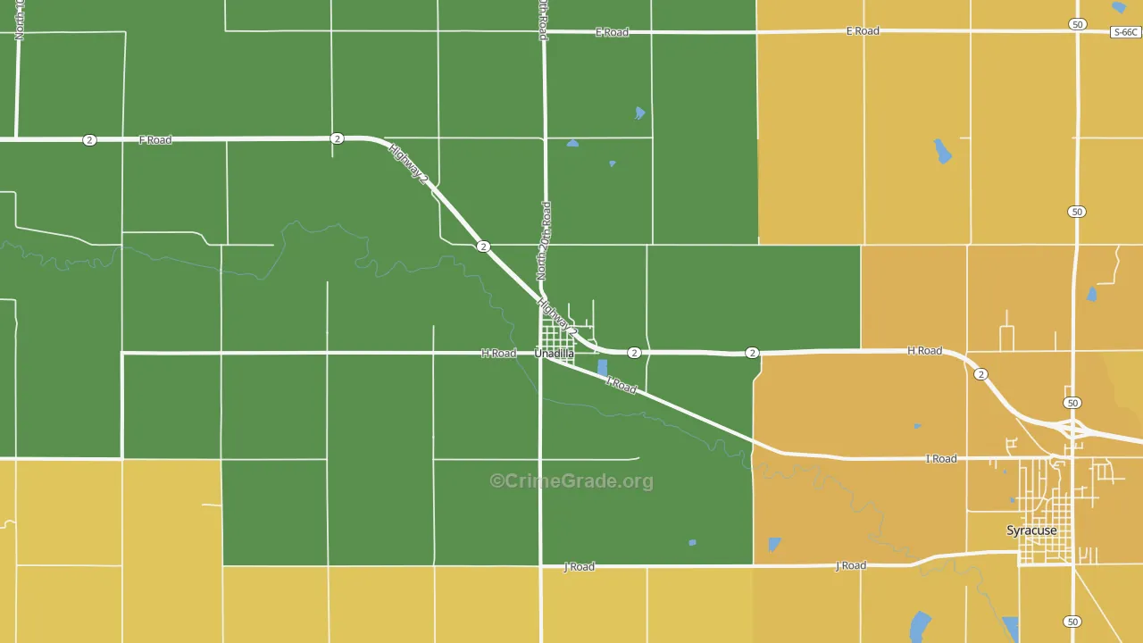 Unadilla, NE Map of Theft Rates
