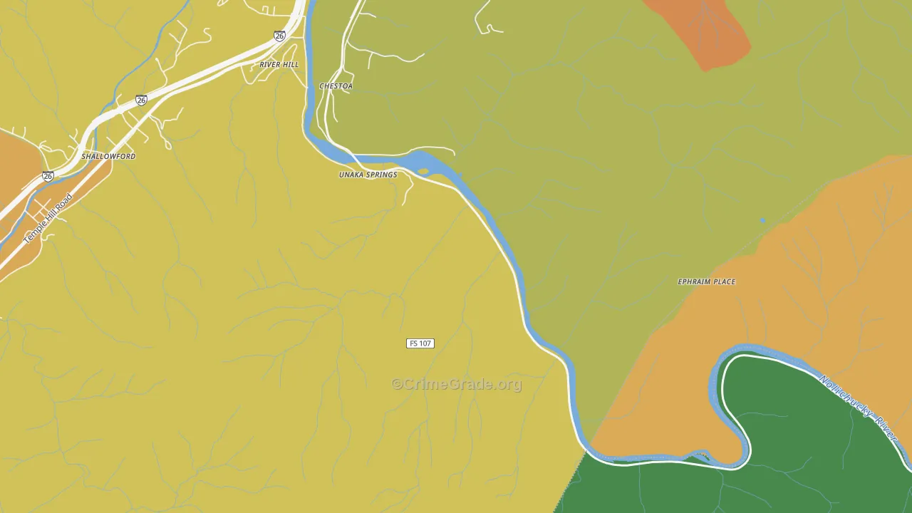 Unaka Springs, TN Map of Theft Rates