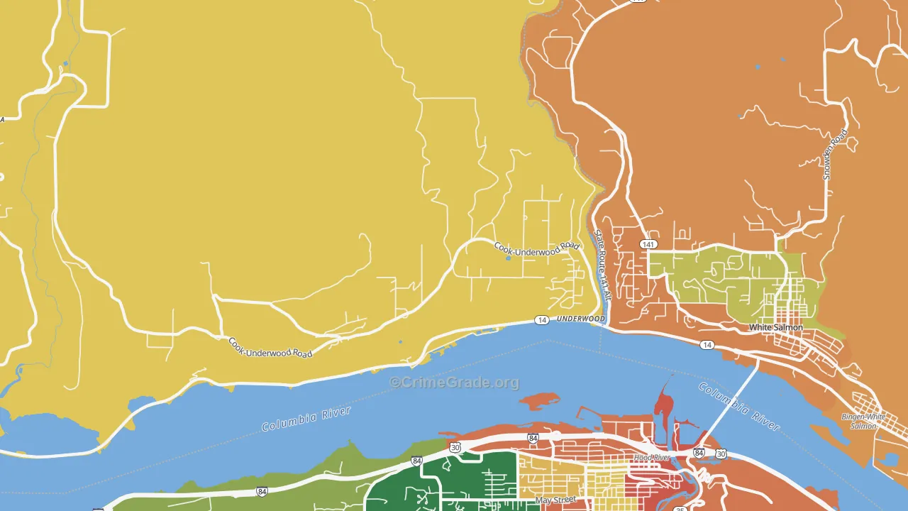 Underwood, WA Map of Theft Rates