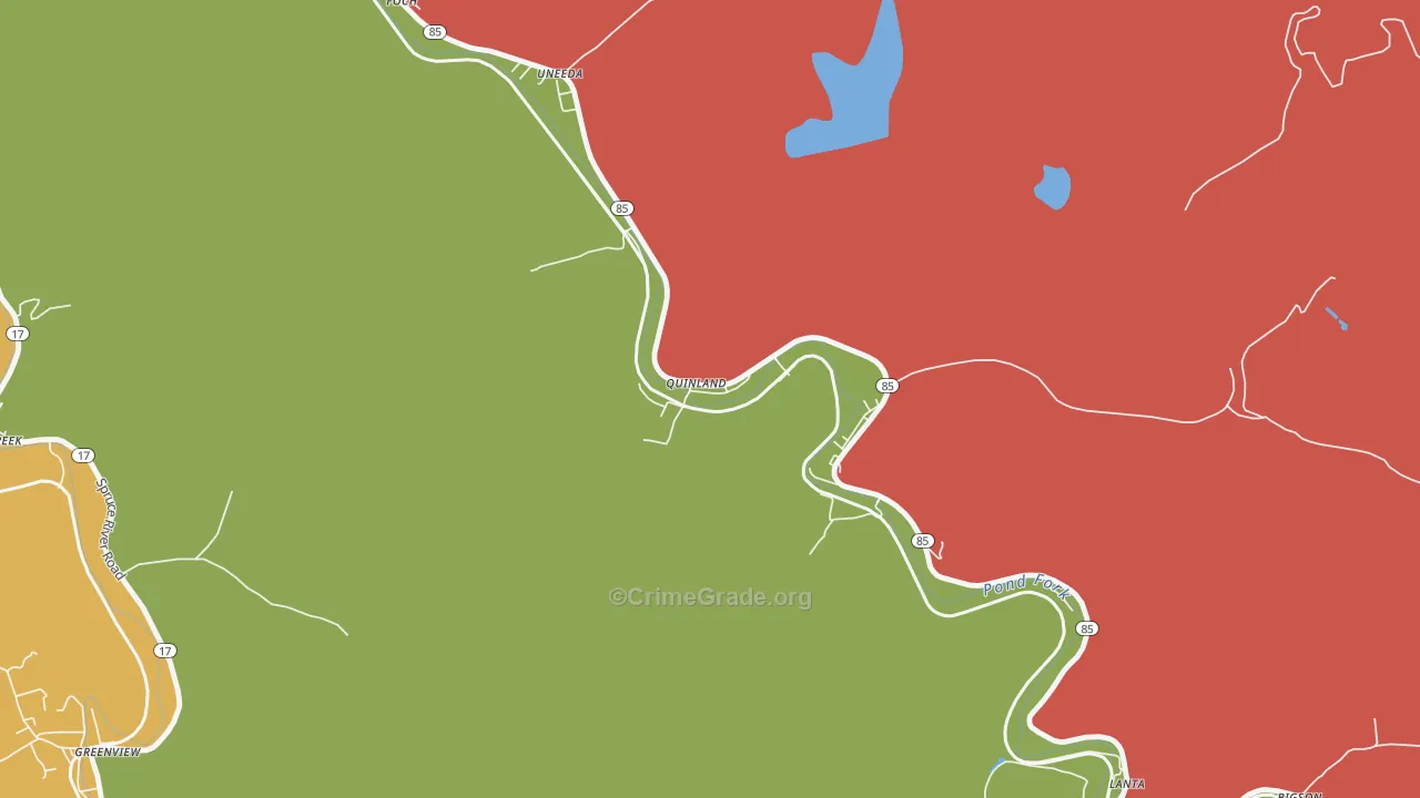 Uneeda, WV Map of Theft Rates