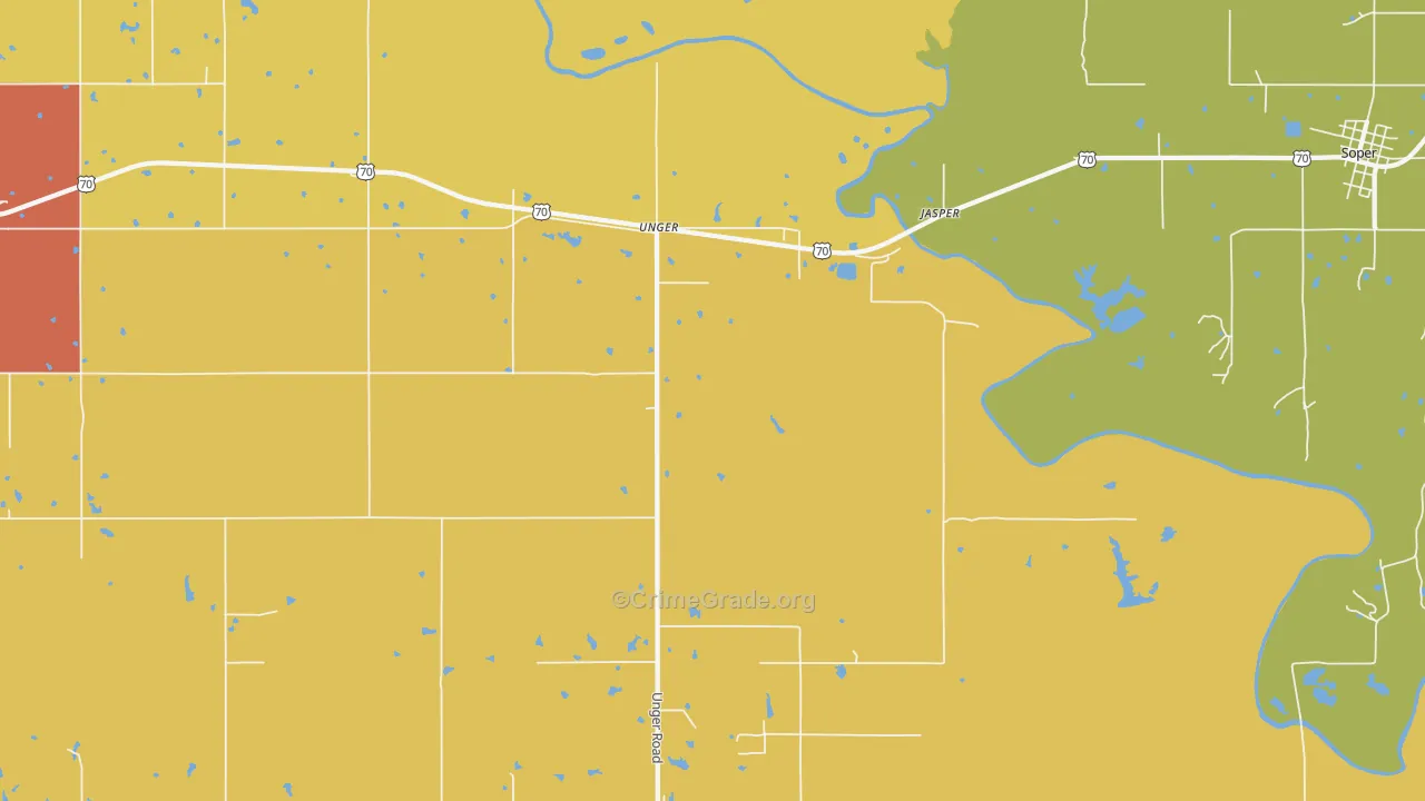 Unger, OK Map of Theft Rates