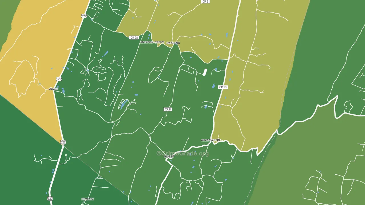Unger, WV Map of Theft Rates