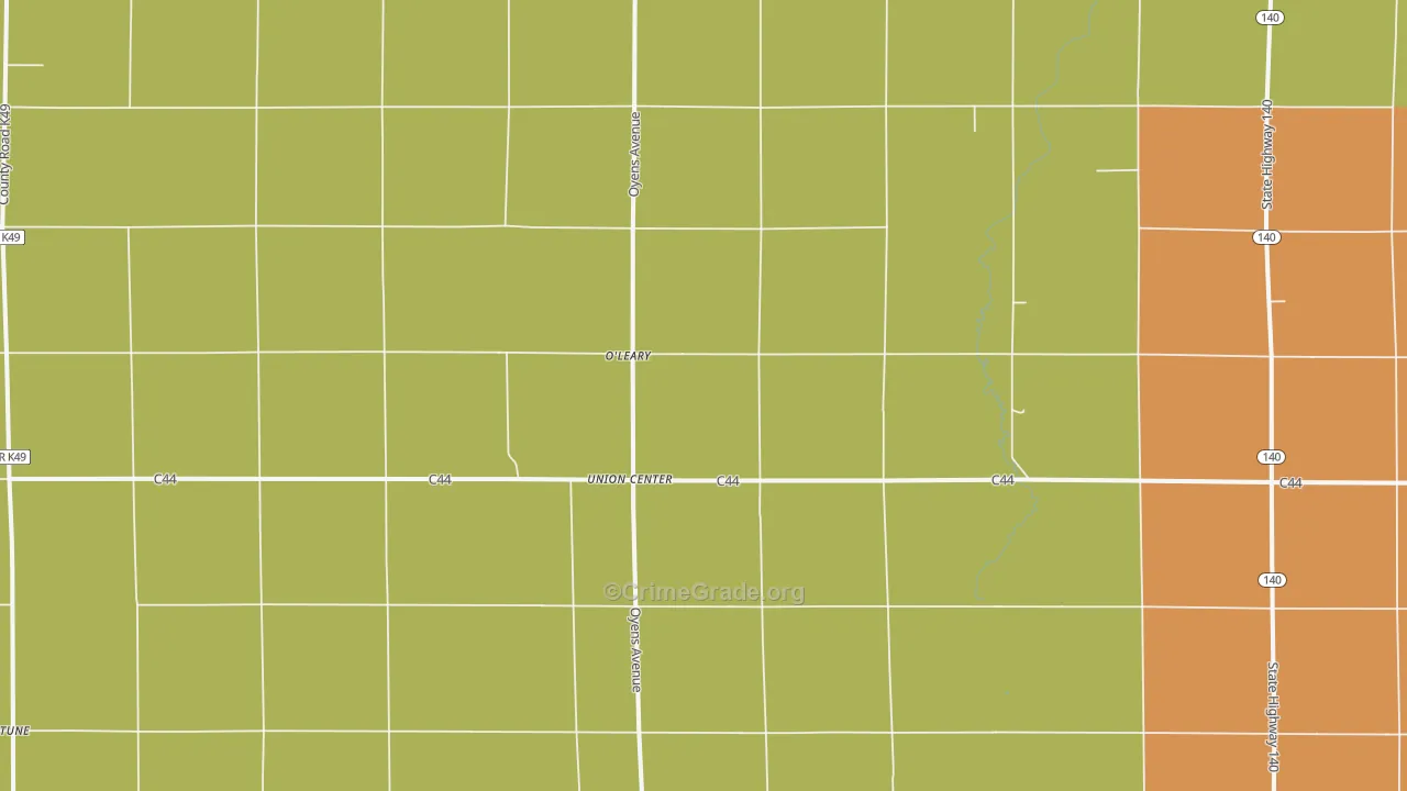 Union Center, IA Map of Theft Rates