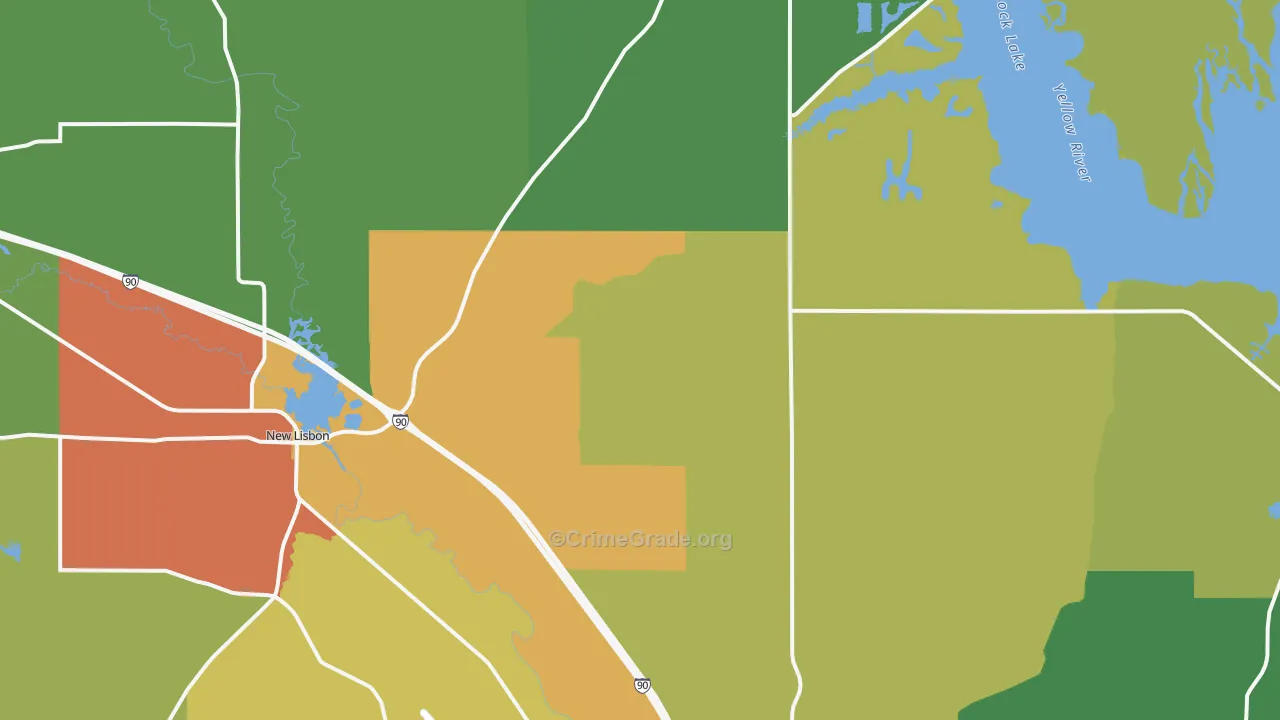 Union Center, WI Map of Theft Rates