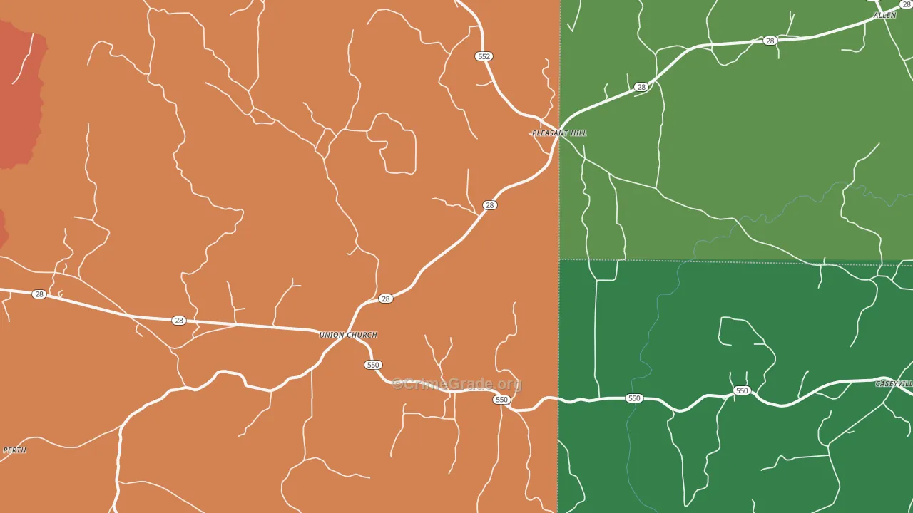 Union Church, MS Map of Theft Rates