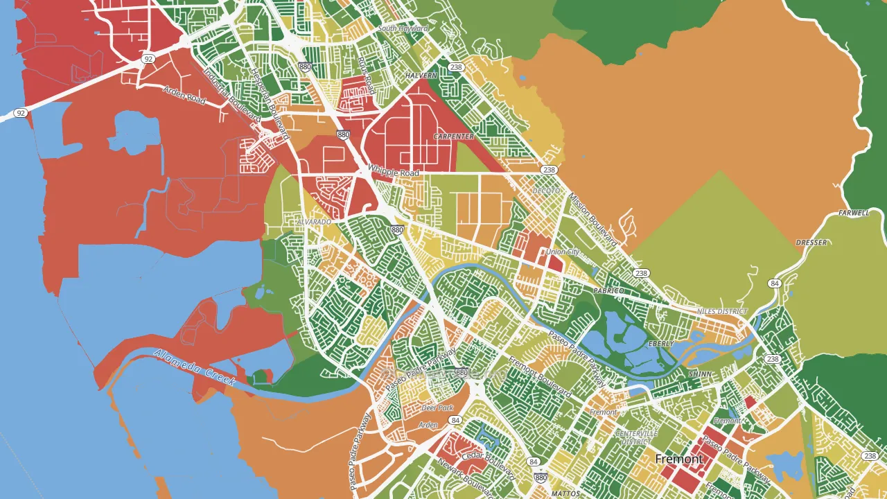 Union City, CA Map of Theft Rates