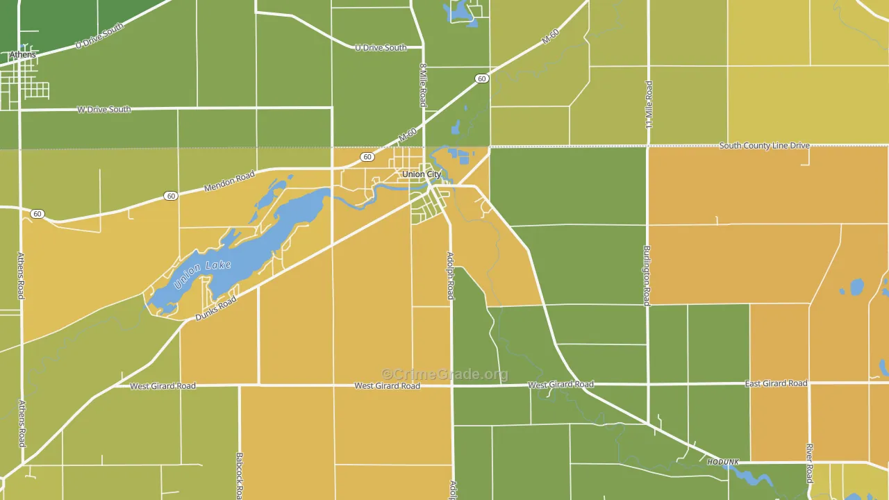 Union City, MI Map of Theft Rates