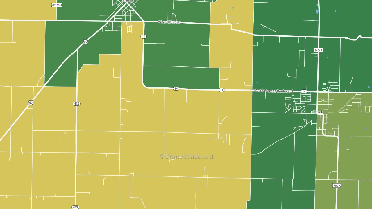 Union City, MO Map of Theft Rates
