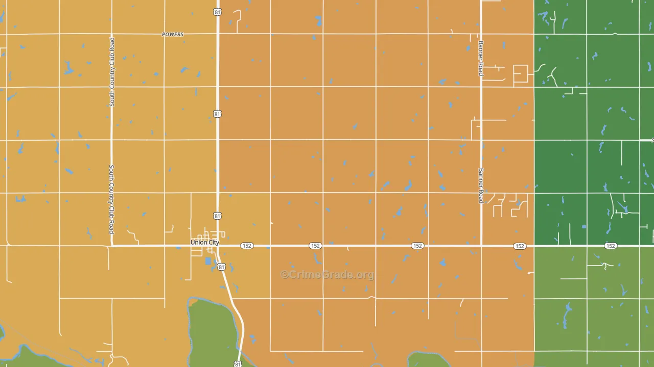 Union City, OK Map of Theft Rates