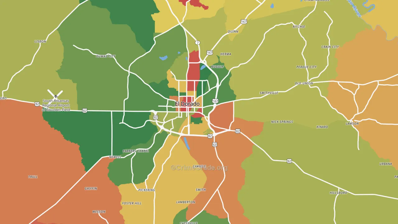 Union County, AR Map of Theft Rates