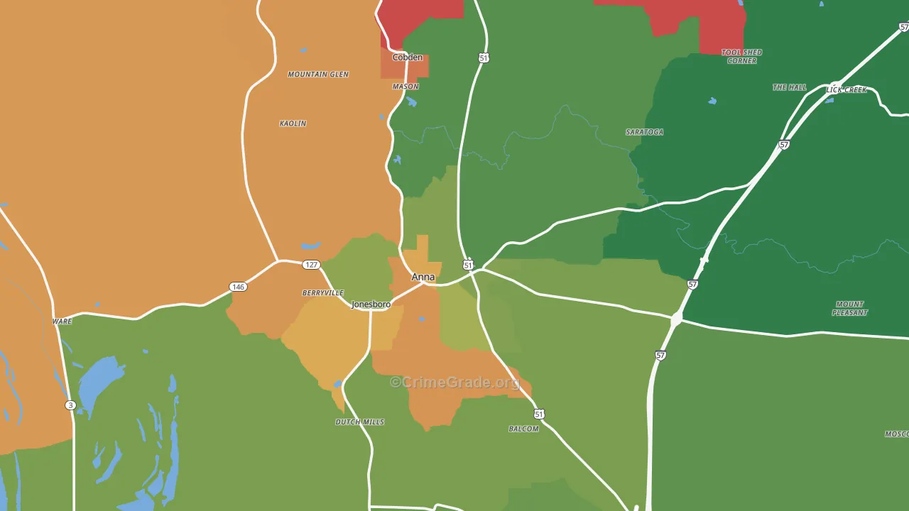 Union County, IL Map of Theft Rates