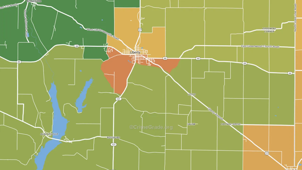 Union County, IN Map of Theft Rates