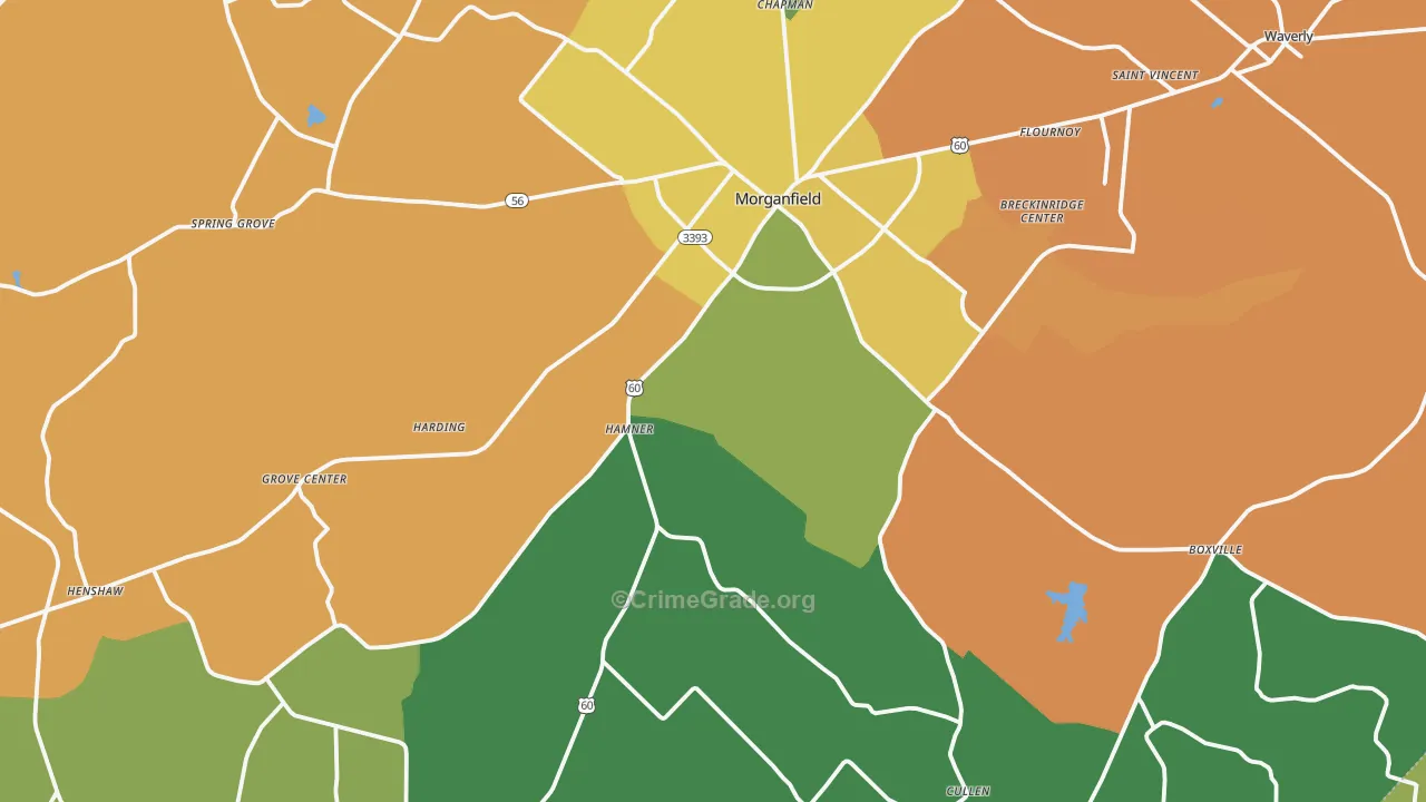 Union County, KY Map of Theft Rates