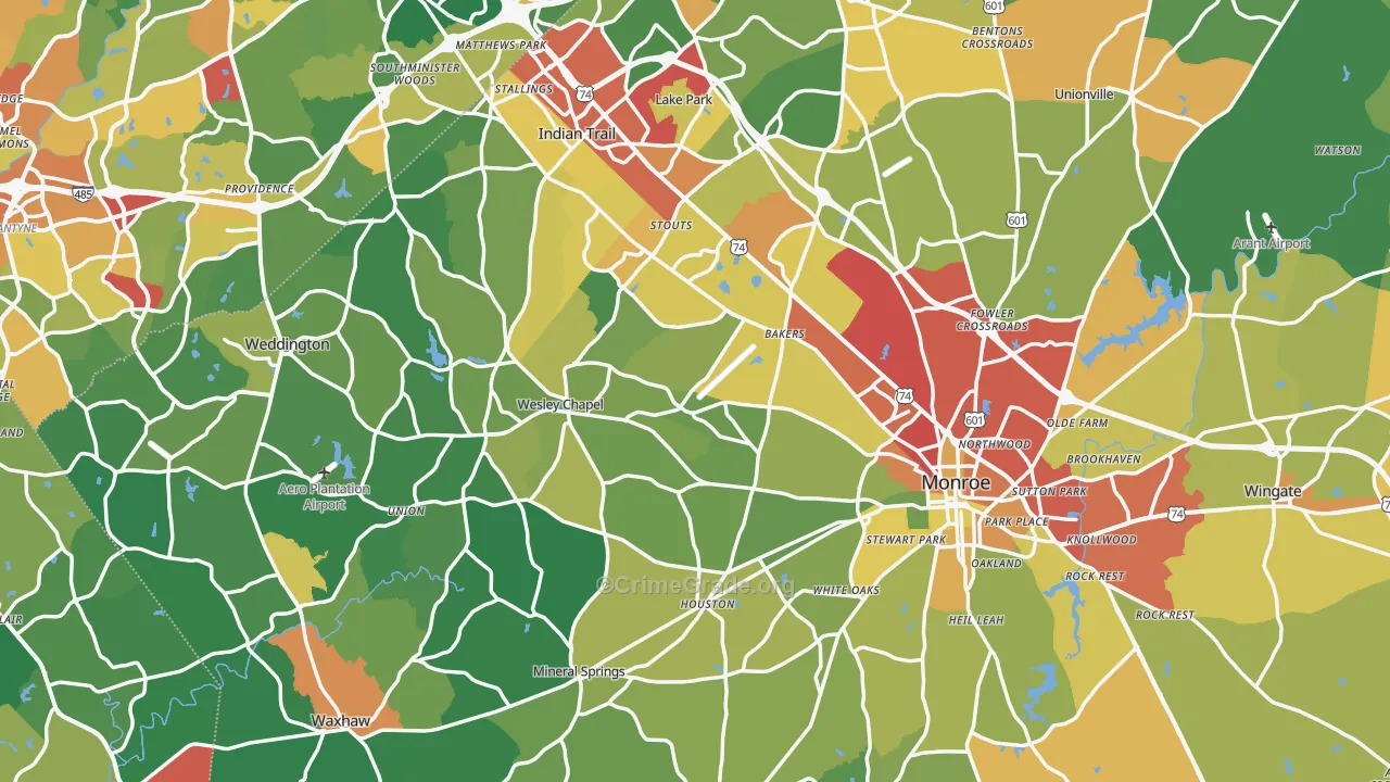 Union County, NC Map of Theft Rates