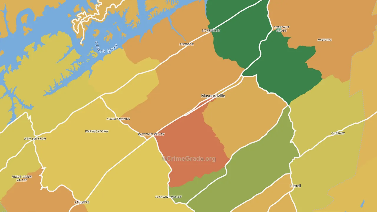 Union County, TN Map of Theft Rates