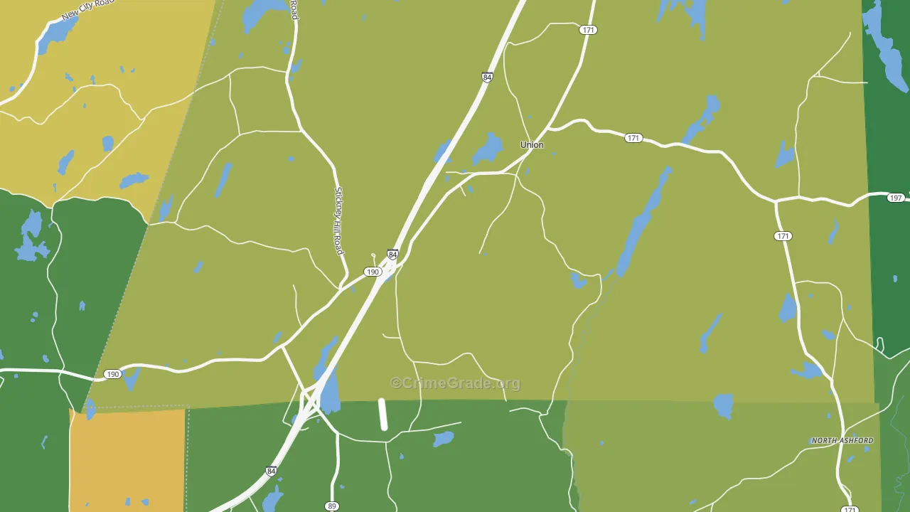 Union, CT Map of Theft Rates
