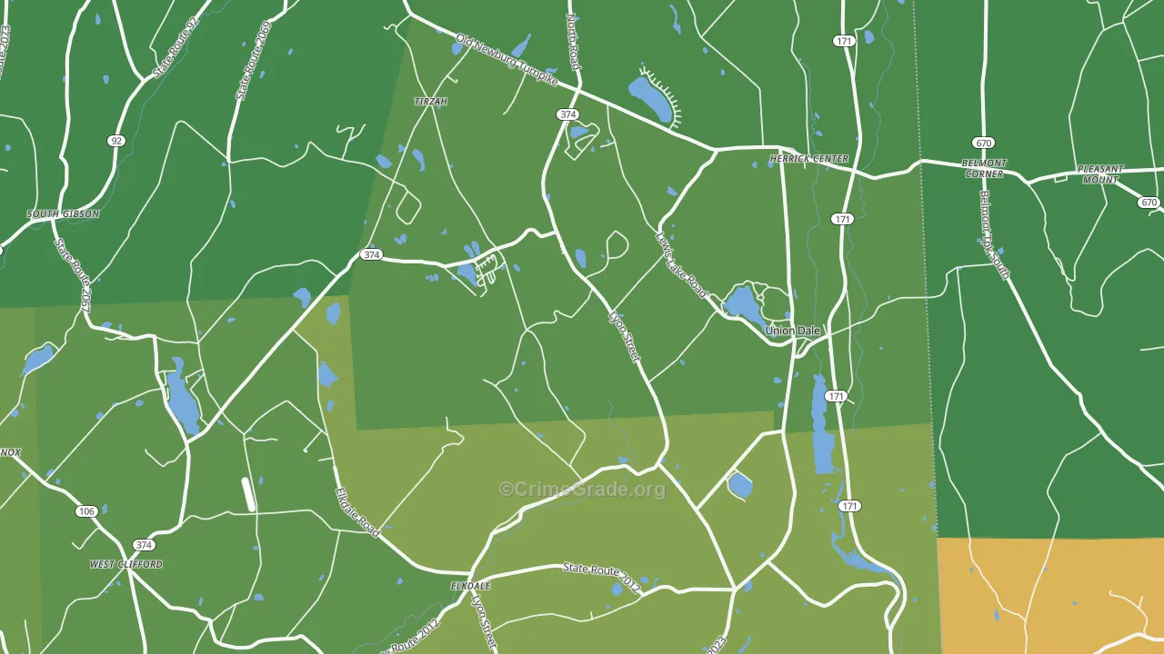 Union Dale, PA Map of Theft Rates