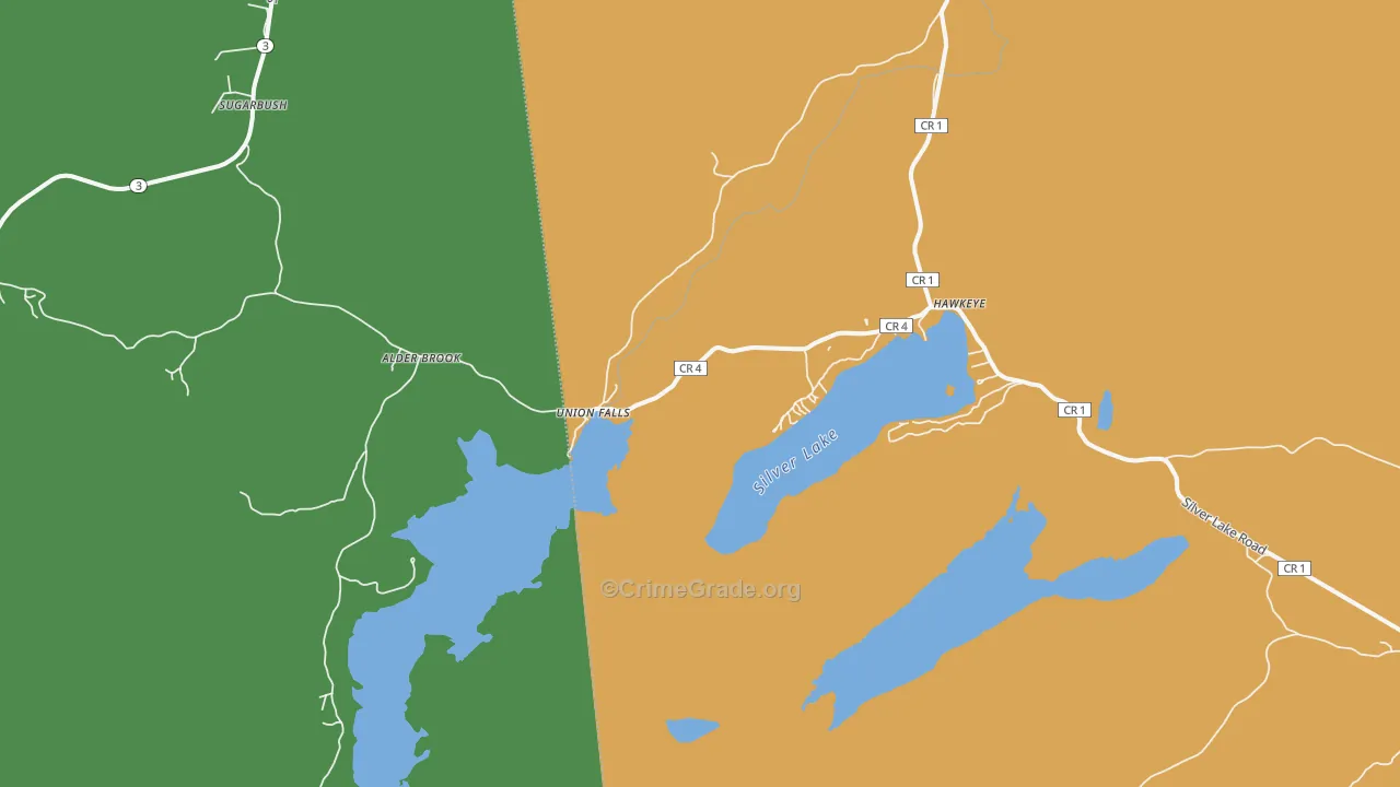 Union Falls, NY Map of Theft Rates