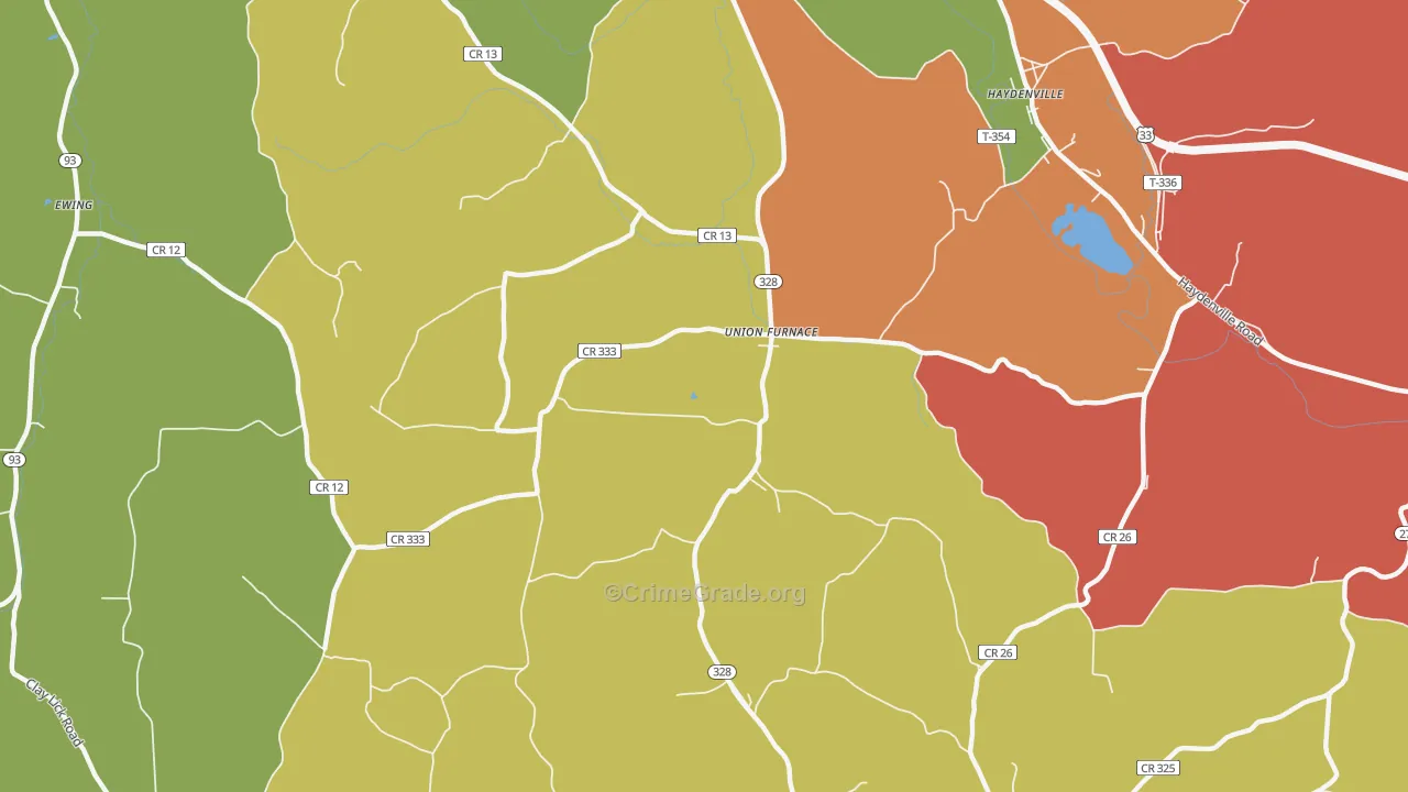 Union Furnace, OH Map of Theft Rates