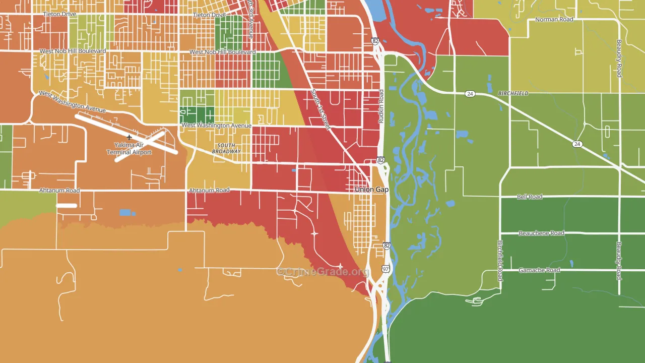 Union Gap, WA Map of Theft Rates