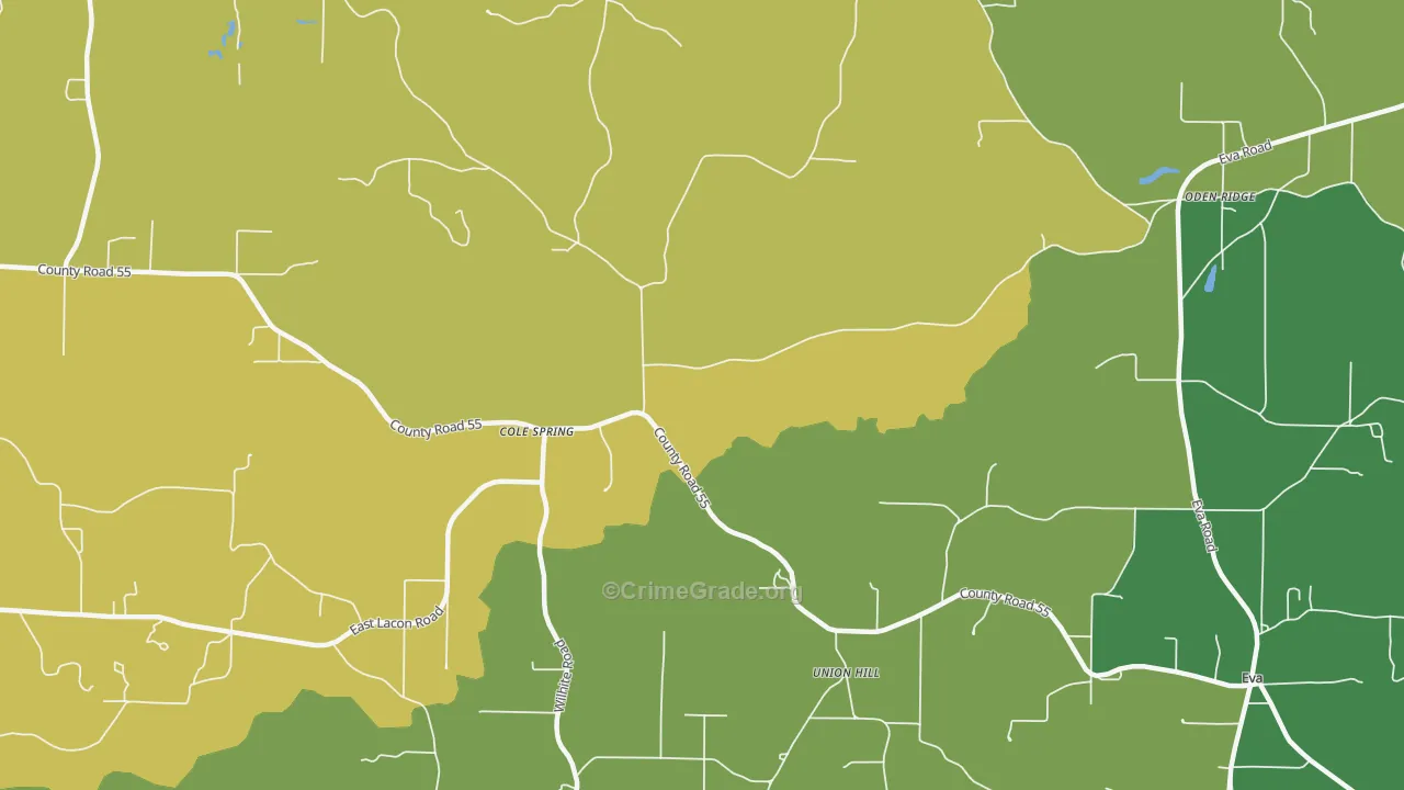 Union Hill, AL Map of Theft Rates