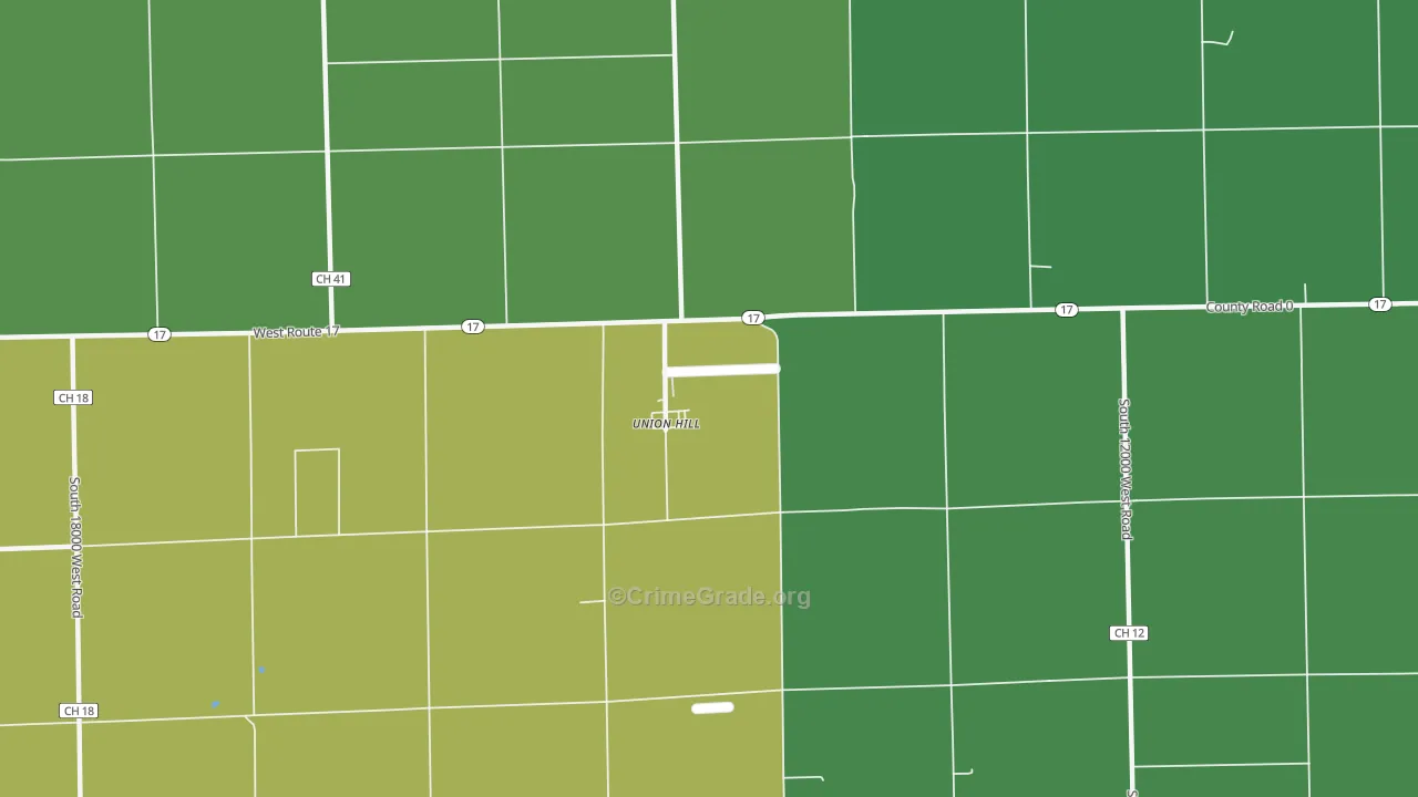 Union Hill, IL Map of Theft Rates