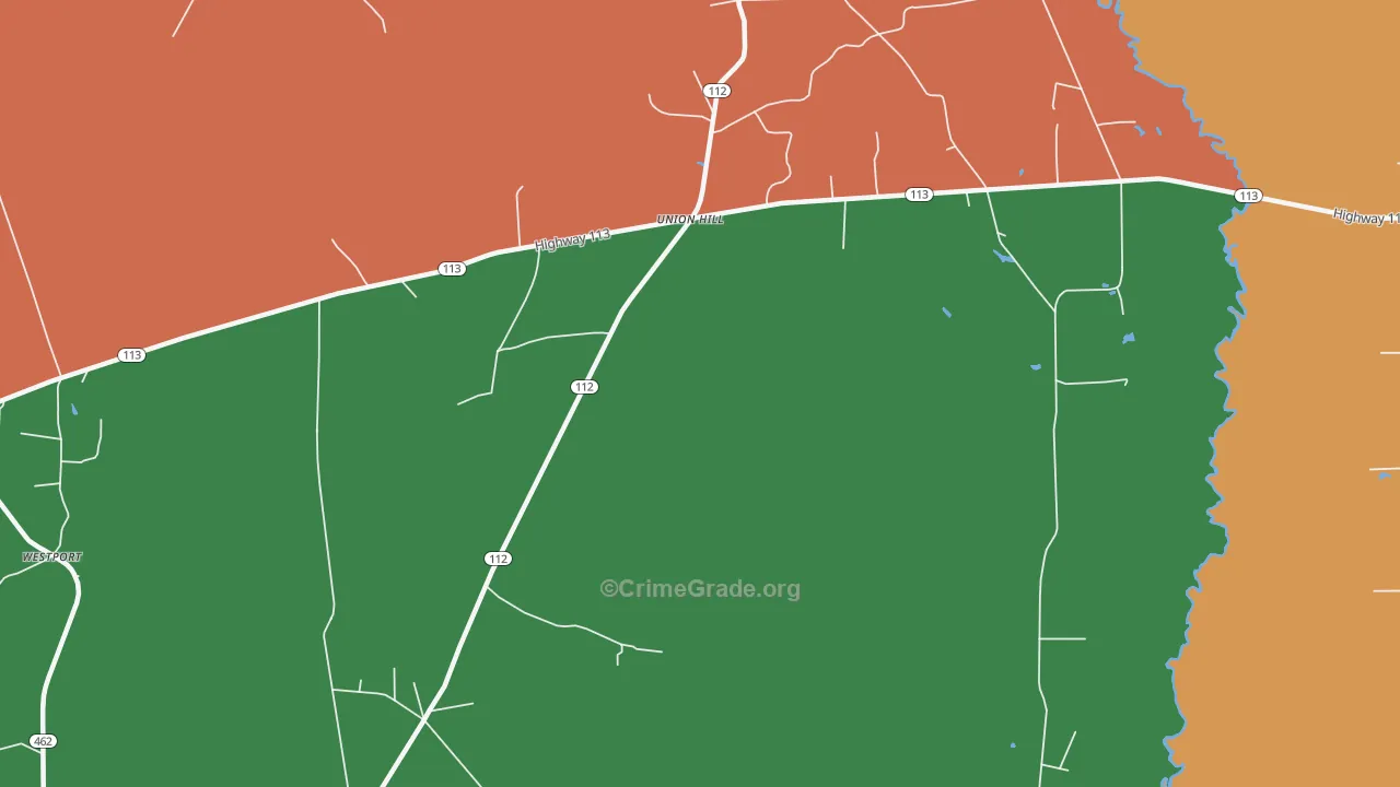 Union Hill, LA Map of Theft Rates