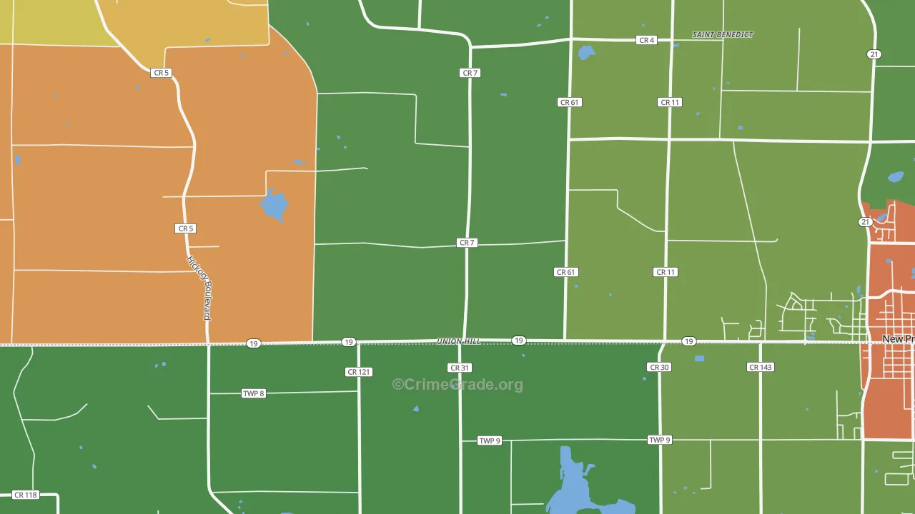 Union Hill, MN Map of Theft Rates