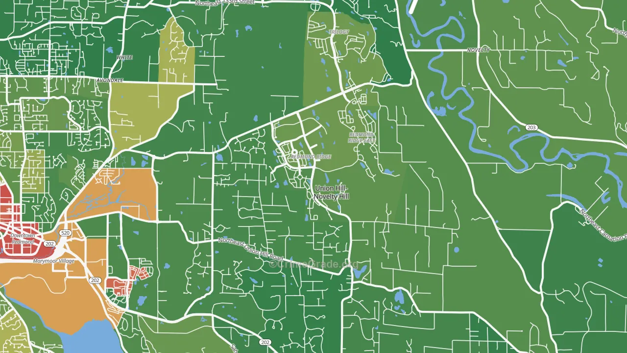 Union Hill-Novelty Hill, WA Map of Theft Rates