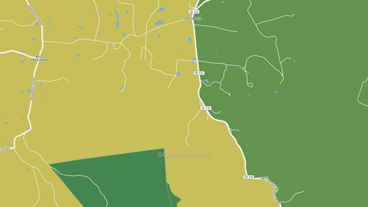 Union Hill, TN Map of Theft Rates