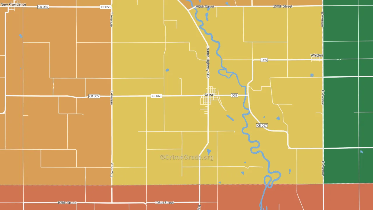 Union, IA Map of Theft Rates