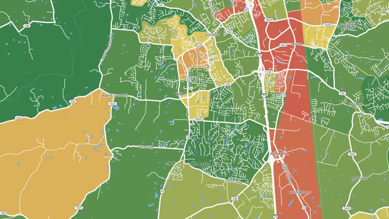 Union, KY Map of Theft Rates