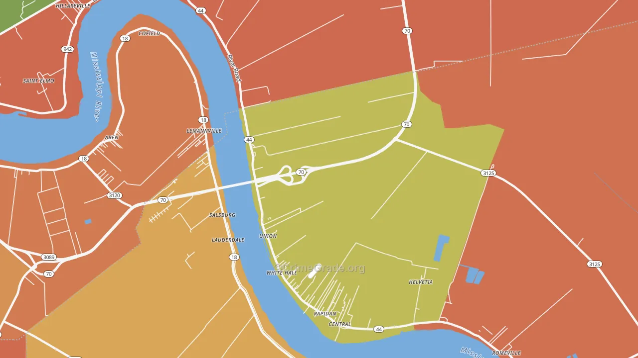 Union, LA Map of Theft Rates